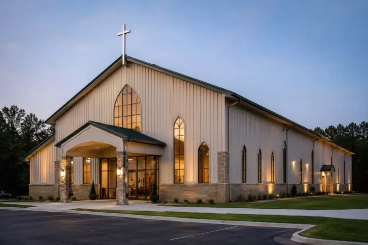 Portal Frame Church ဆောက်လုပ်ရေး အဆောက်အဦတွင် ကော်လံ-အခမဲ့ဝတ်ပြုရာနေရာကို ဘယ်လိုဖန်တီးမလဲ။
